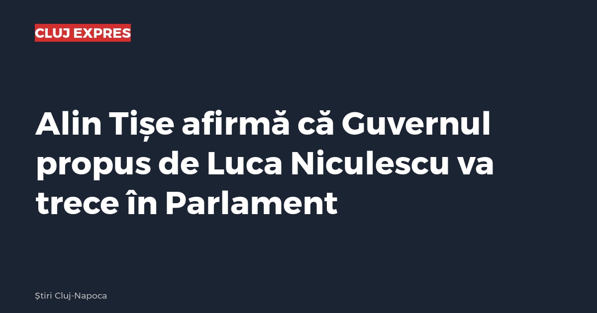 Alin Tişe afirmă că Guvernul propus de Luca Niculescu va trece în Parlament