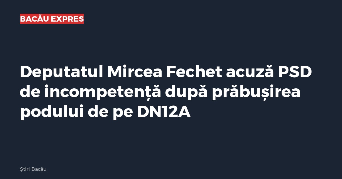 Deputatul Mircea Fechet acuză PSD de incompetență după prăbușirea podului de pe DN12A