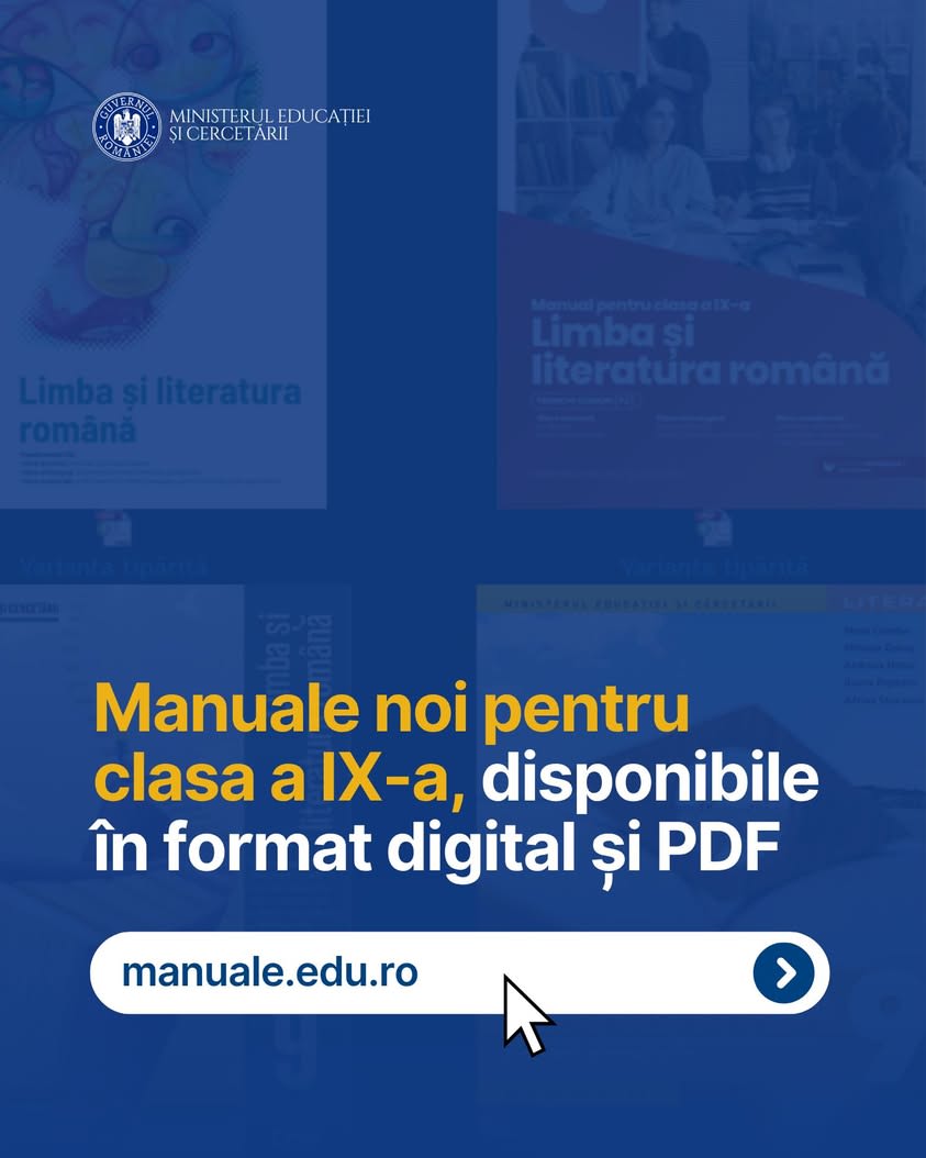 Noile manuale pentru clasa a IX-a, încărcate pe platforma dedicată: selecția începe azi