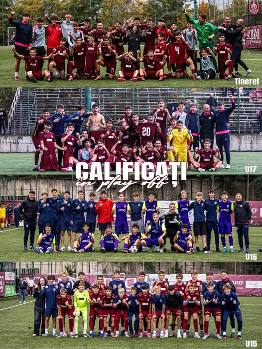 Academia CFR s-a calificat în play-off-ul Ligii Elitelor pentru grupele U15, U16, U17 și Tineret