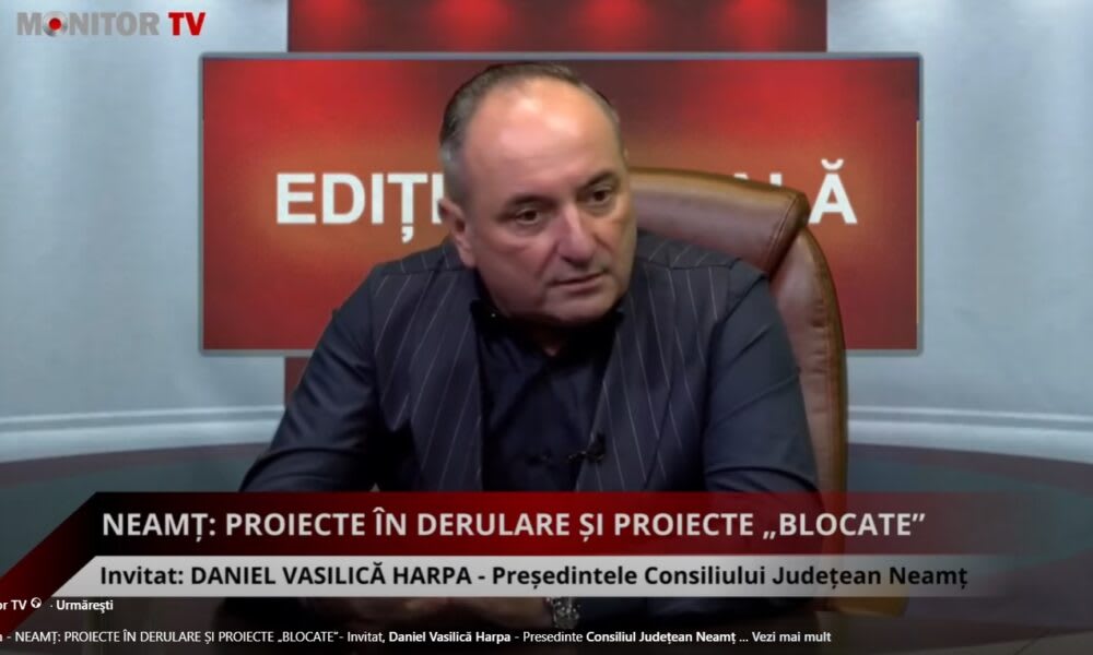Daniel Harpa la MonitorTV discutând despre proiectele din Neamț