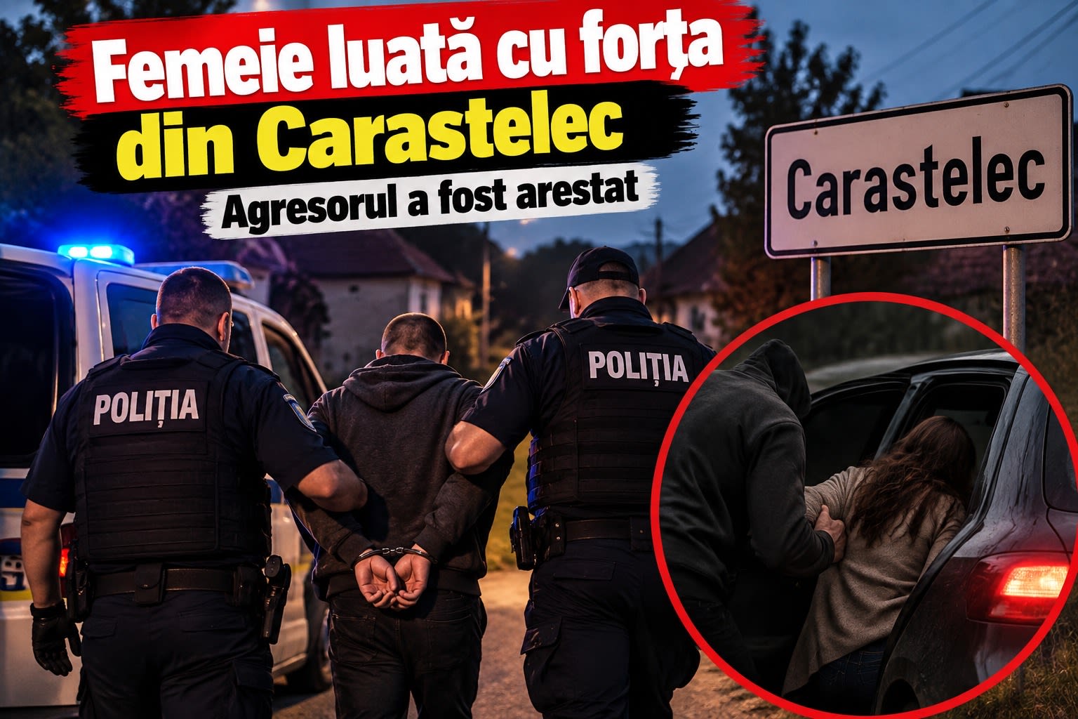 Polițiștii au arestat un bărbat care a luat cu forța o femeie din Cărăstelec
