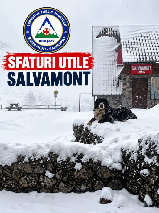 turiști pe un traseu montan înzăpezit