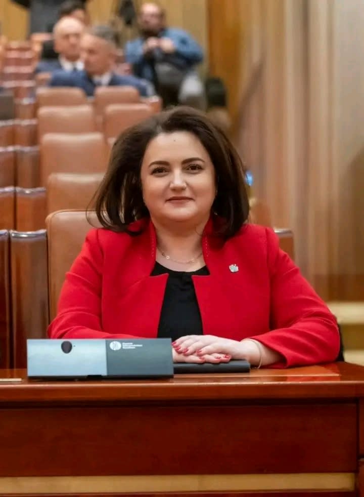 Andra Bică la o conferință de presă