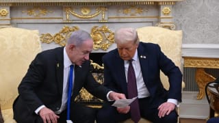 Donald Trump și Benjamin Netanyahu la un eveniment
