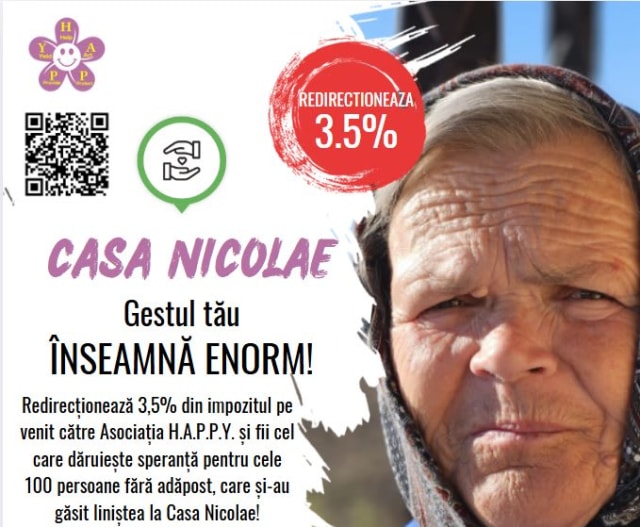 Cum poți face un bine, în doar 2 minute, redirecționând 3,5% din impozitul pe venit către Casa Nicolae