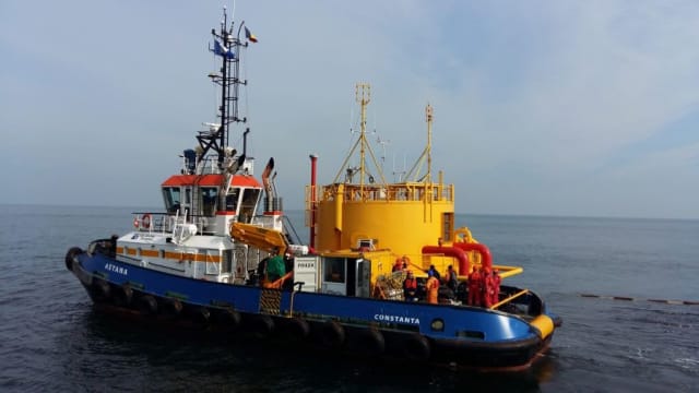 Midia Marine Terminal a anunțat mobilizarea echipamentelor pentru ranfluarea remorcherului scufundat