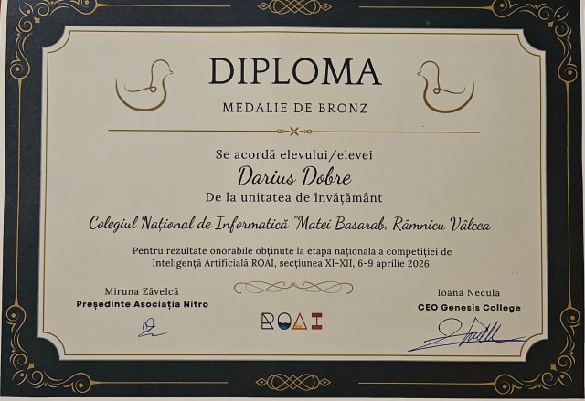 Darius Dobre aplică o teoremă cu rezultat garantat – medalii la ROAI și ONIA