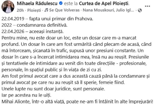 Avocata Mihaela Rădulescu acuză primarul din Podenii Noi de hărțuire și intimidare timp de șapte ani