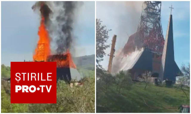 O biserică din Maramureș, aflată în construcție de 12 ani, a fost distrusă de un incendiu, la o zi după montarea clopotelor