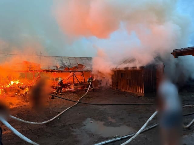Incendiu la două adăposturi de animale în Frătăuții Vechi, intervenție a pompierilor cu forțe mărite