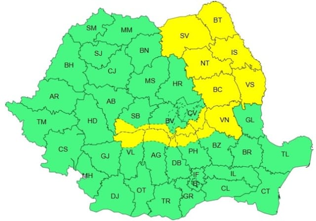 Instabilitate atmosferică și grindină în mai multe regiuni din țară, anunță ANM