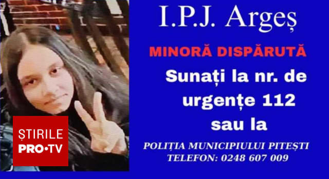 Poliţia din Piteşti caută o fată de 13 ani dispărută, suspectând prezenţa unui tânăr cercetat pentru infracţiuni