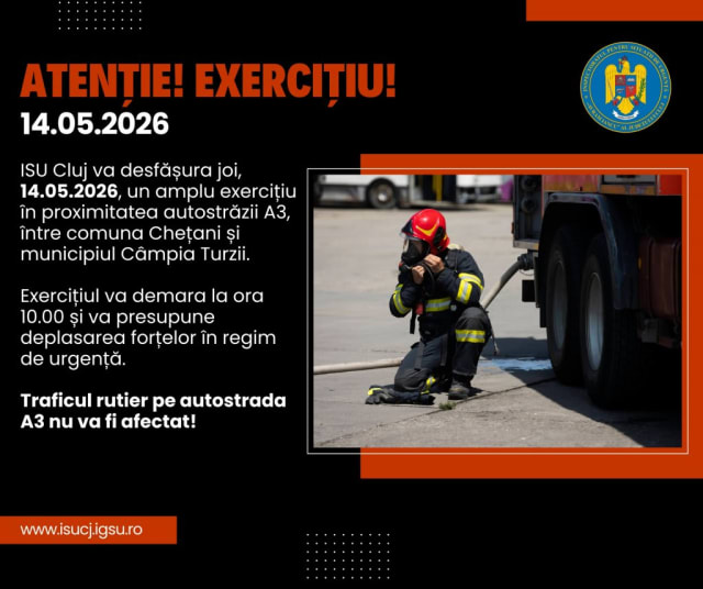 ISU Cluj activează Planul Roșu de Intervenție în cadrul unui exercițiu pe A3 cu victime multiple