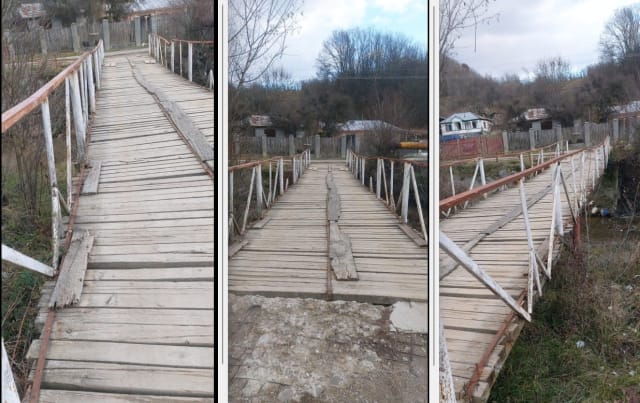 Localnici din Matița, izolați de o punte degradată peste pârâul Sărata, solicită voluntari pentru reparații