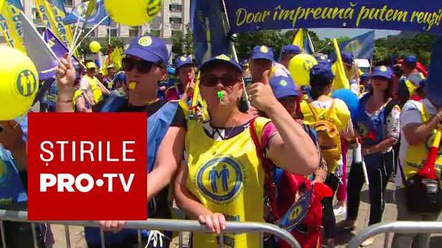 Sindicaliștii Sanitas protestează în București față de noua lege a salarizării: „Reducerea sporurilor afectează direct veniturile”