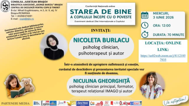 Centrul de Excelență pentru Copii organizează conferința online despre rolul poveștilor în dezvoltarea emoțională a copiilor