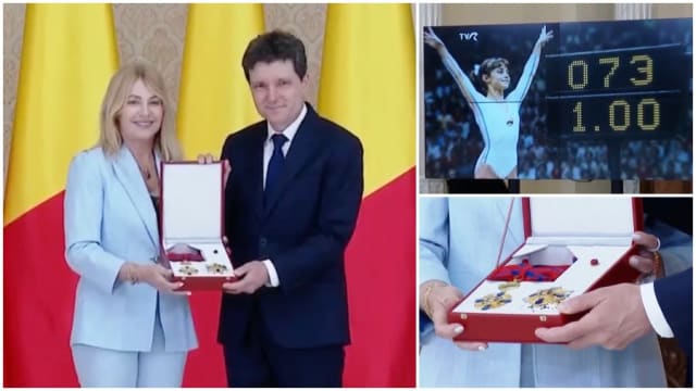 Nadia Comăneci a fost decorată cu „Steaua României” de Nicușor Dan la 50 de ani de la Montreal