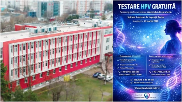 Spitalul Județean Bacău a testat gratuit peste 120 de femei pentru HPV, cu rezultate pozitive
