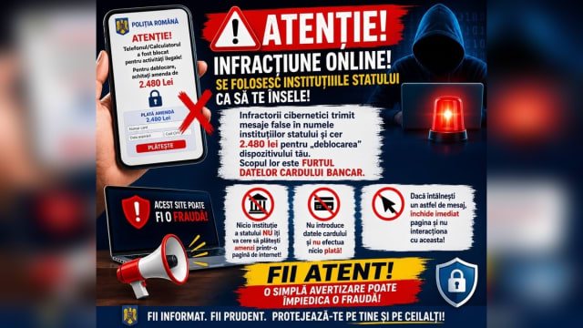 Infractorii cibernetici a lansat schemă de fraudă: cer 2.480 de lei pentru deblocarea telefonului