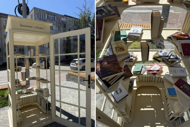 Mini-bibliotecă în aer liber la Suceava: raft cu cărți pentru cititori
