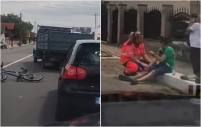 Accident rutier în Gilău: un copil de 13 ani pe bicicletă nu s-a asigurat și a intrat în coliziune cu o mașină