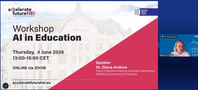 Universitatea Politehnica Timișoara organizează webinarii internaționale despre AI în educație și cercetare