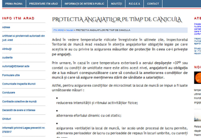 Controale ITM în Bacău pentru protecția angajaților în caniculă