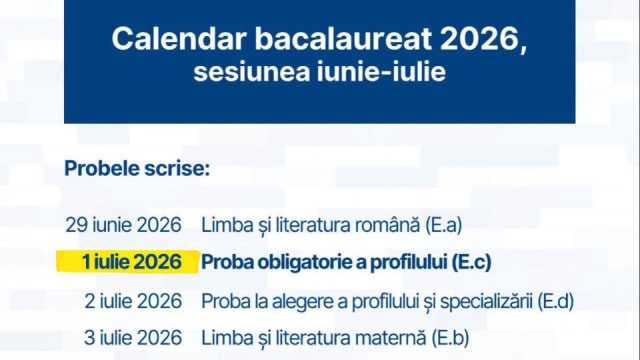 Proba obligatorie a Bacalaureatului 2026, amânată din cauza caniculei