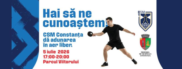 Duminică, 5 iulie 2026: CSM Constanța organizează eveniment sportiv în Parcul Viitorului