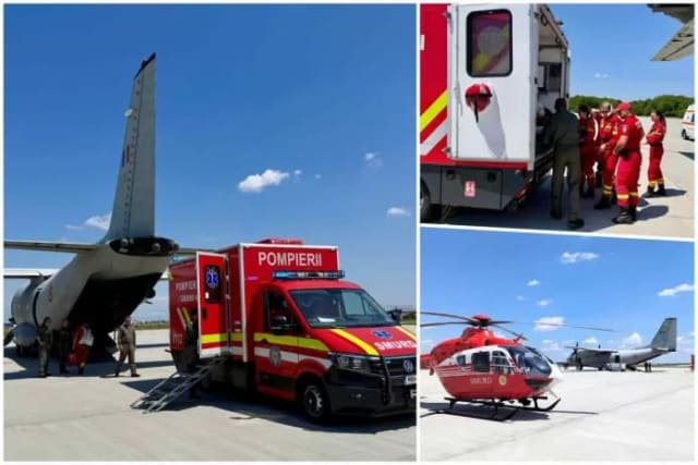 (FOTO) Operațiune de amploare: pacient de la Spitalul Județean Bacău, transferat într-un centru pentru mari arși din Belgia