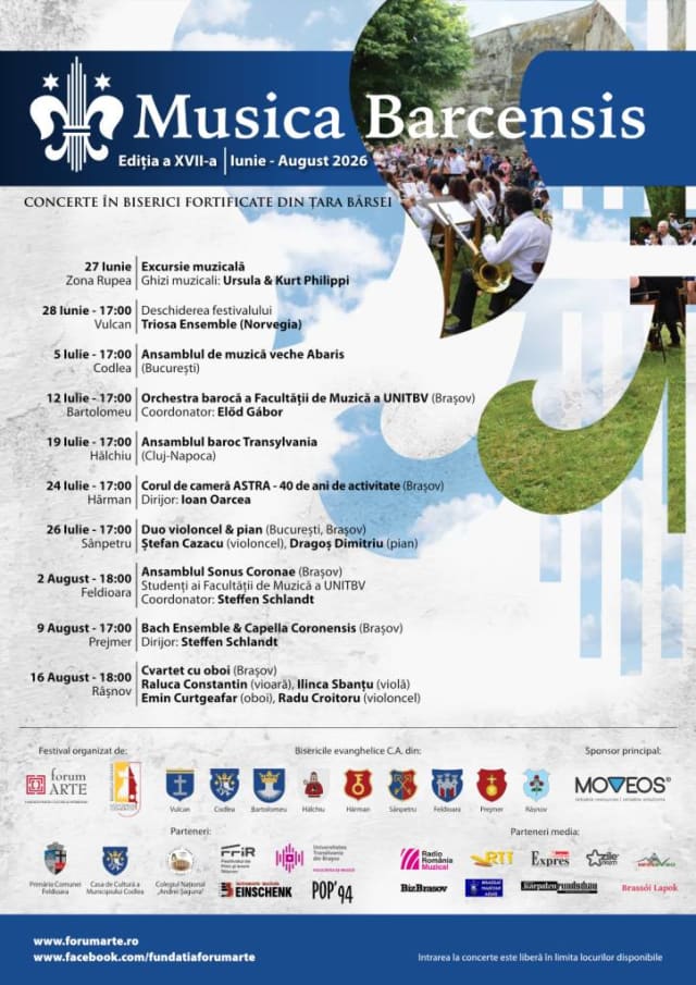 Festivalul Musica Barcensis 2026 continuă cu ultimele patru concerte în Țara Bârsei