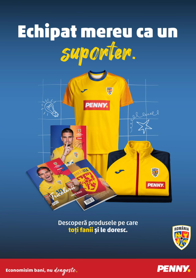 PENNY și FRF aduc spiritul Echipei Naționale mai aproape de fani prin rechizitele și echipamentele sportive