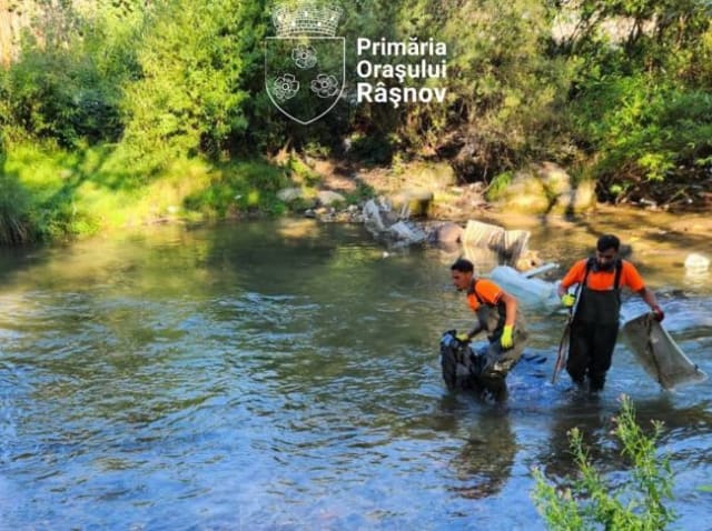 Primăria Râșnov continuă acțiunile de curățenie în albia râului Ghimbășel pentru protejarea mediului