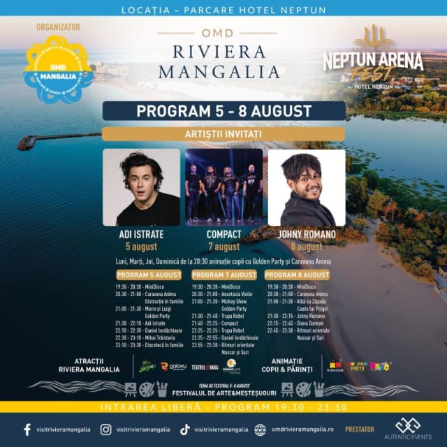 Trupa Compact, Johny Romano și Adi Istrate susțin concerte pe Riviera Mangalia în august 2026