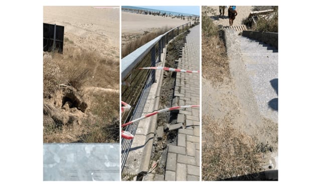 Imagini dezolante în Eforie Sud: faleza prăbușită și scară veche duc către plajă