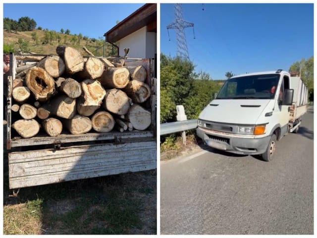 Șofer depistat transportând lemne fără acte în Cluj, amendat cu 4.000 lei