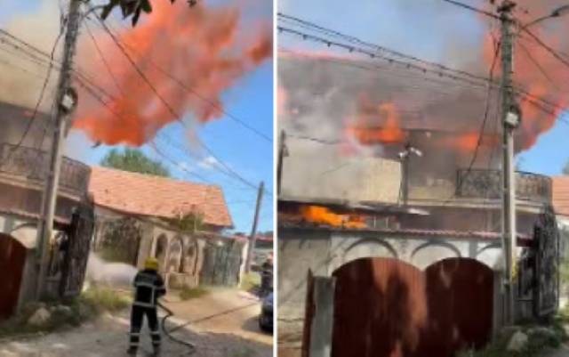 Incendiu la o casă din Săcele: focul a cuprins acoperișul, fără victime