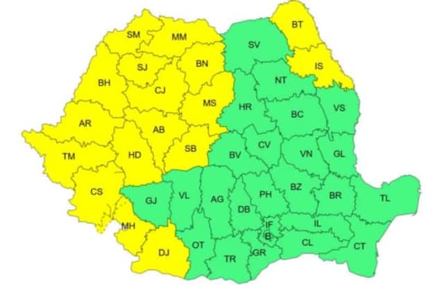 ANM a emis cod galben de caniculă pentru 17 județe din România pe 17 august 2026