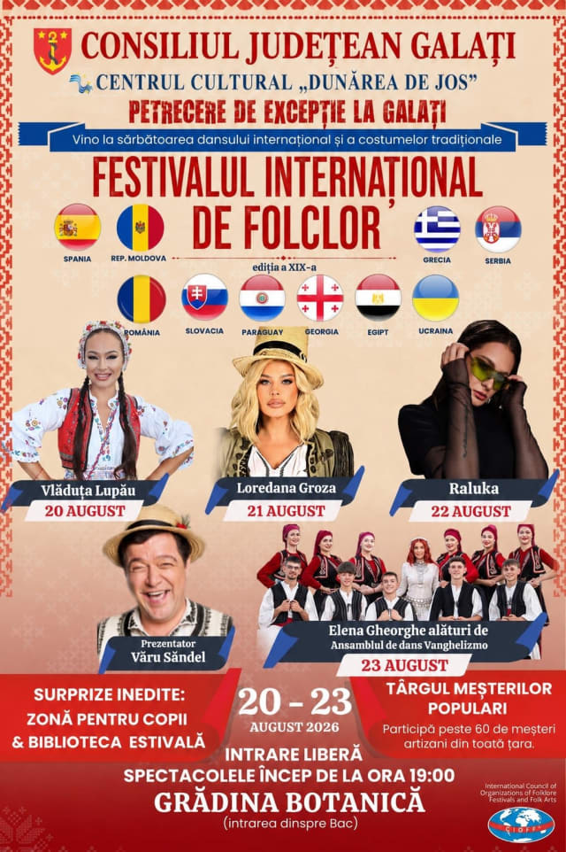 Galați revine la Festivalul Internațional de Folclor «Doina Covurluiului» a XIX-a ediție cu artiști din 9 țări
