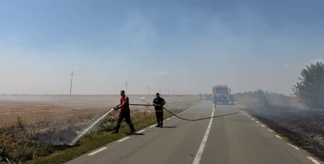 Incendiu masiv lângă o fermă din Lanurile, Bărăganu: Intervin mai multe mașini de pompieri