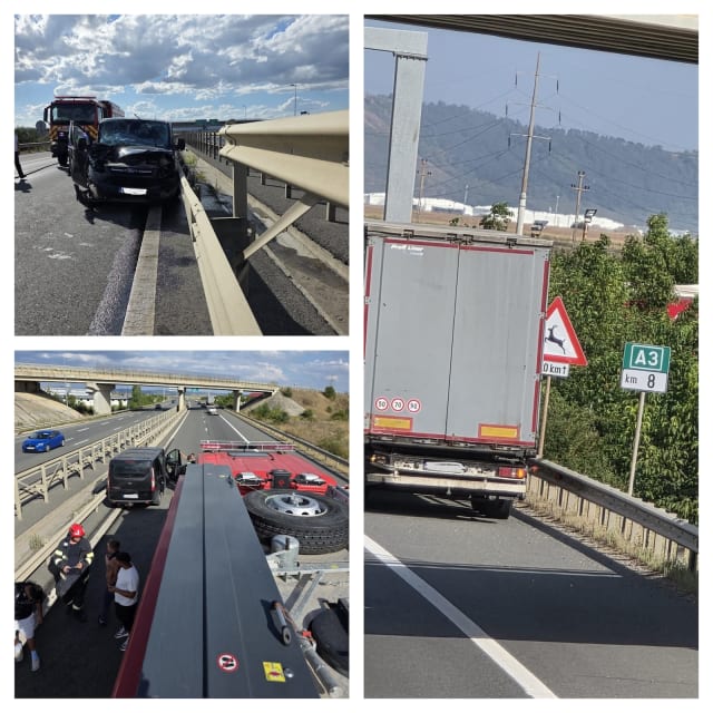 Patru persoane rănite după ce mașina a intrat în parapet pe A3 sensul Turda - Târgu Mureș