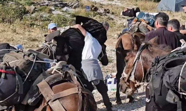 Gigi Becali devine viral după ce a fost surprins călare pe măgar la Muntele Athos