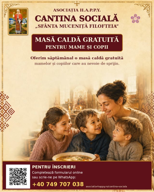 O masă caldă pentru mamele și copiii din Botoșani. Asociația H.A.P.P.Y. lansează un nou proiect social