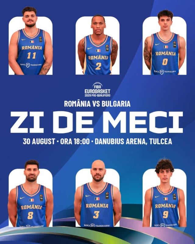 Naționala de baschet a României întâlnește Bulgaria la Tulcea, pe Danubius Arena