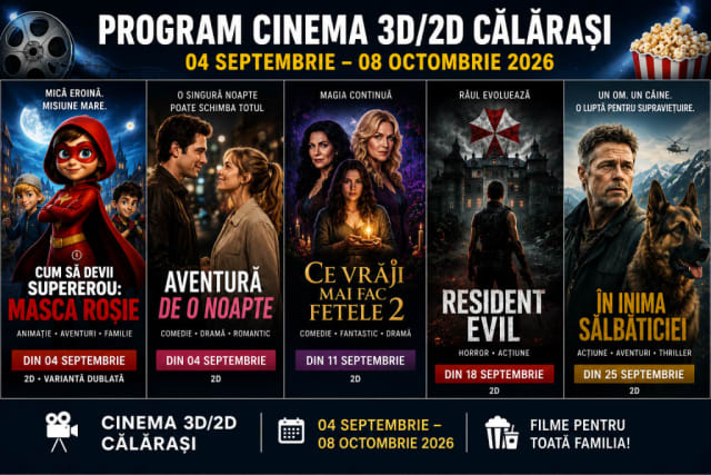 Program cinema în Călărași, septembrie-octombrie 2026