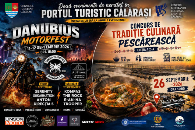 Portul Turistic Călărași găzduiește evenimente în septembrie cu muzică, motoare și gastronomie