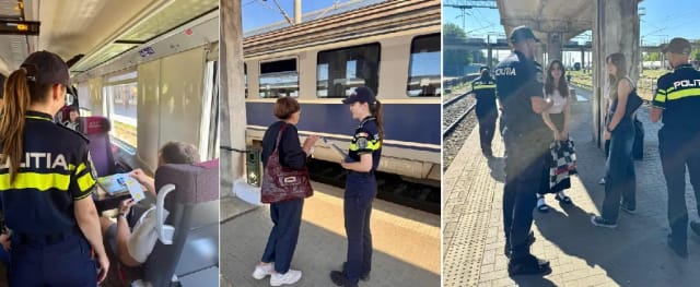 Polițiștii din Bacău avertizează tinerii despre pericolul de electrocutație de 27.000 de volți în timpul selfie-urilor pe trenuri