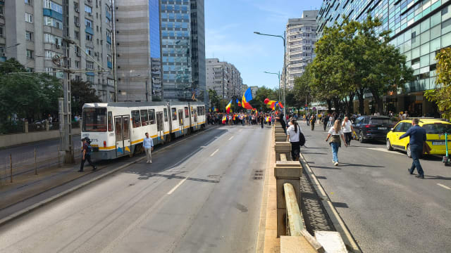 Trafic blocat în centrul Capitalei din cauza protestului din Piața Victoriei