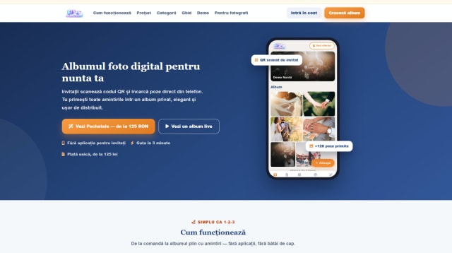 Albumul foto digital care adună pozele tuturor invitaților, printr-un cod QR